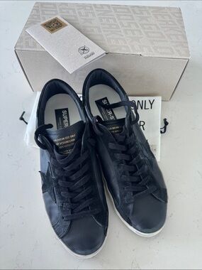 Golden Goose Black Men’s Low-Top Leather & Suede Sneaker with Star